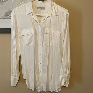 M Ann Taylor Loft Soft White Button Up